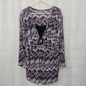 Essentials Blouse Babydoll Purple Chevron Sequin Y2K Grunge Glam 30/32